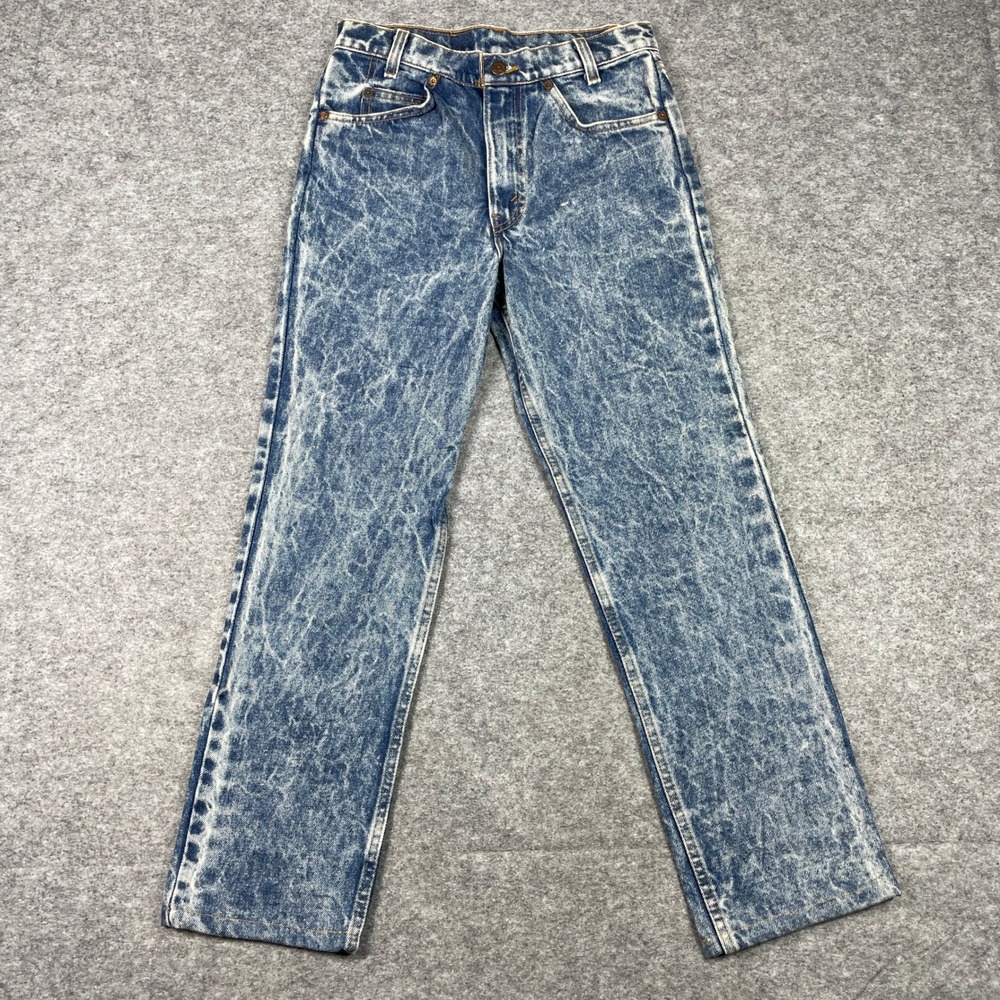 Levis Jeans Men 30x30 (Fits 26x27) Blue 705 Student Orange Tab Acid Wash USA 80s